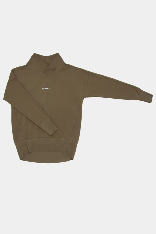 Bluzka dziecięca 006 Collar Longsleeve khaki BOOSO z długim rękawem i golfem