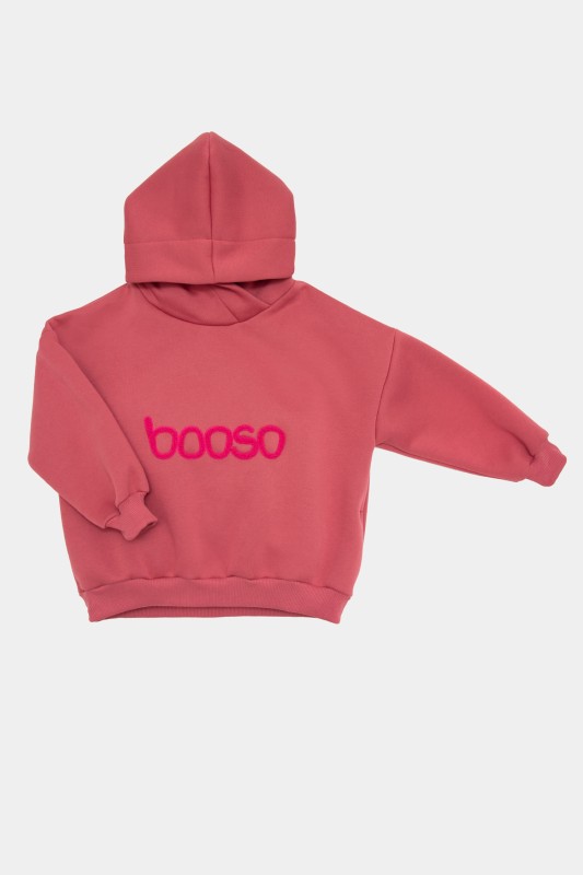 Bluza dziecięca 135 RASPBERRY WIDE HOODIE chenille BOOSO z kapturem i haftem
