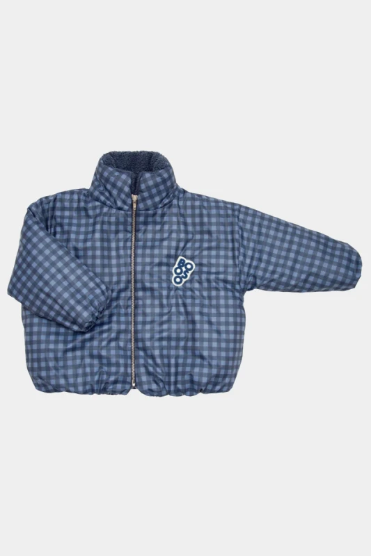Kurtka dziecięca 507 BLUE WIDE CHECKED COAT BOOSO bomberka w kratkę