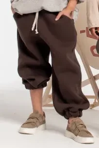 Spodnie dziecięce 233 WARM WIDE PANTS BROWN BOOSO ocieplane z gumkami