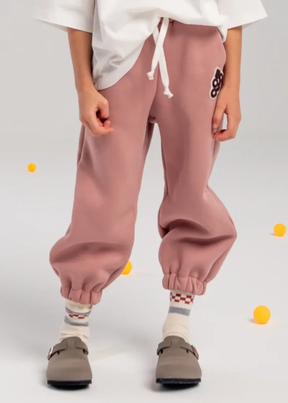 spodnie ocieplane dziecięce booso 216 warm wide pants pink