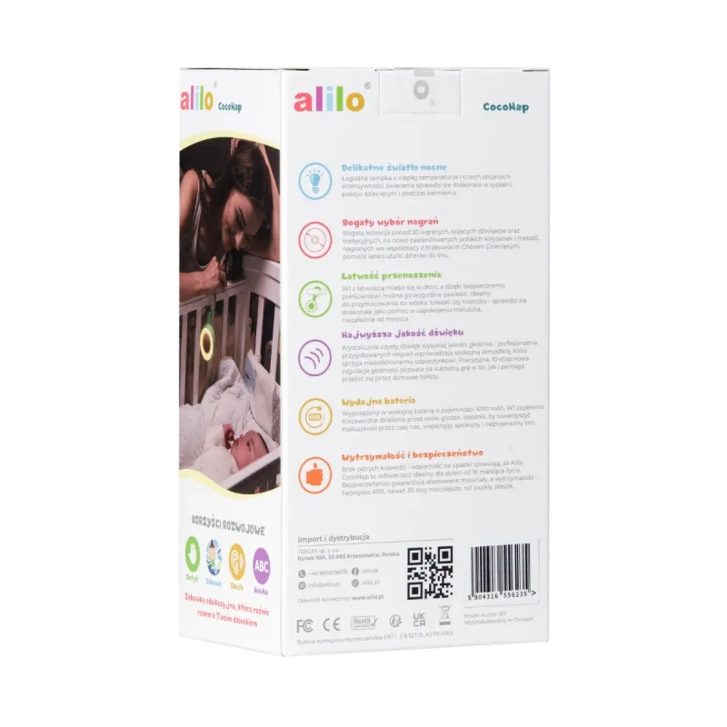 Alilo CocoNap W1 kojący odtwarzacz MP3 z lampką do karmienia Awokado Kokos 36.webp