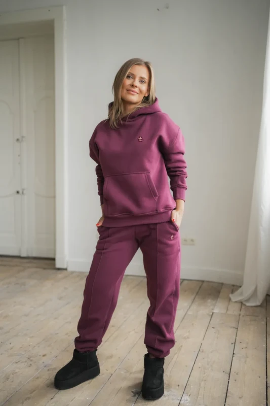 Bluza damska zimowa TUSS Bordo Burgundy bawełna drapana