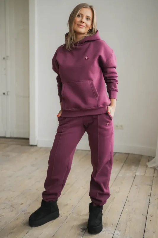 Spodnie damskie WINTER TUSS Bordo Burgundy ocieplane