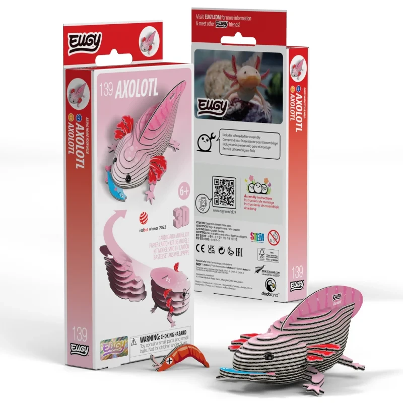 Aksolotl Eugy – ekologiczna układanka 3D z kartonu