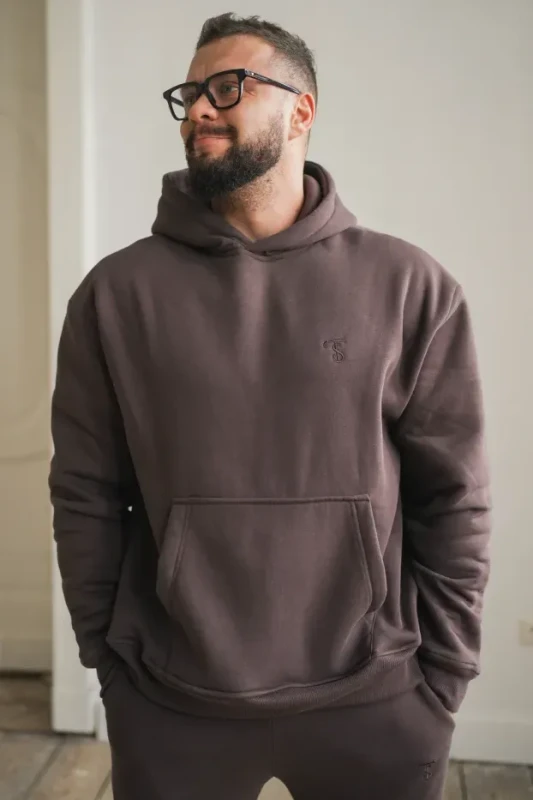 Bluza ocieplana męska WINTER Tuss&Sons czekoladowa z kapturem