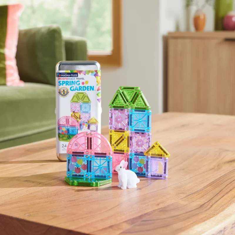 Klocki magnetyczne microMAGS Spring Garden z figurką króliczka