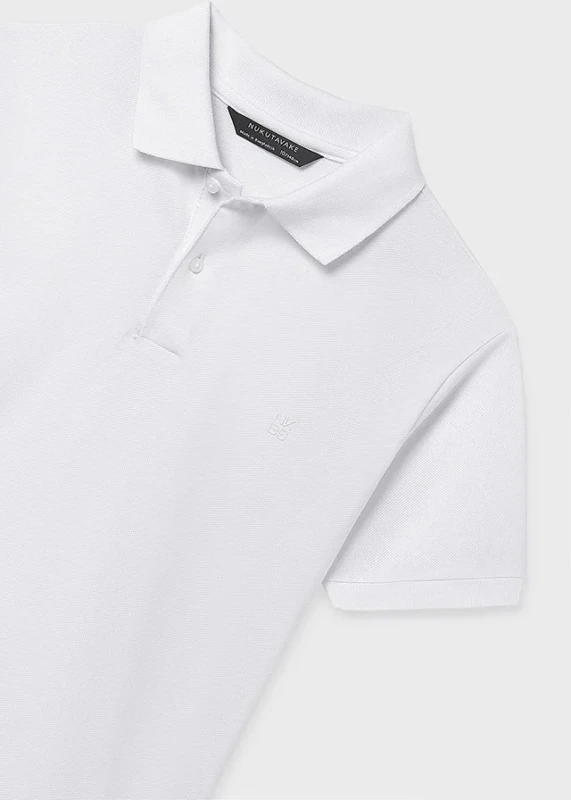 białe polo basic Mayoral – detal kołnierzyka