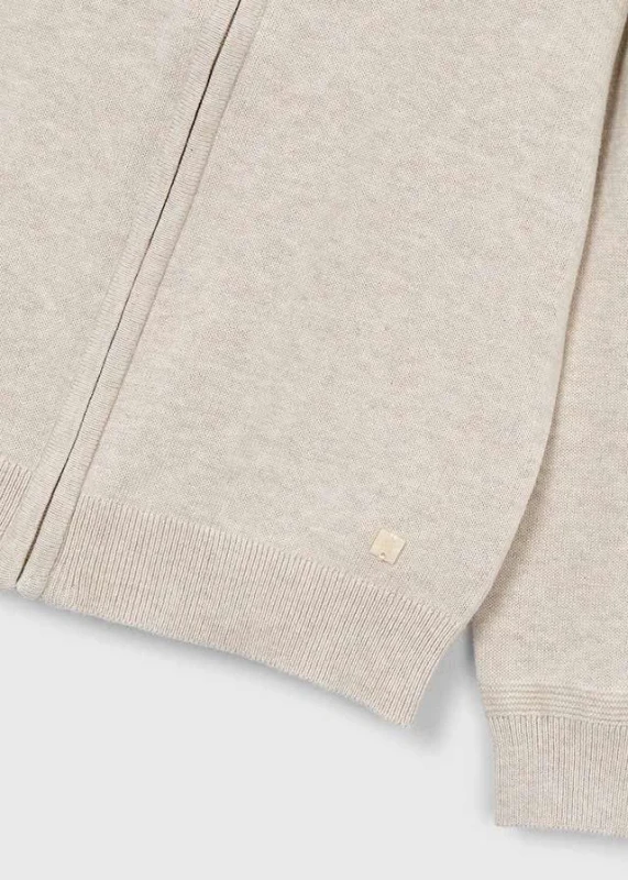bluza sweterkowa chłopiec Mayoral owsiany beż detal dzianiny