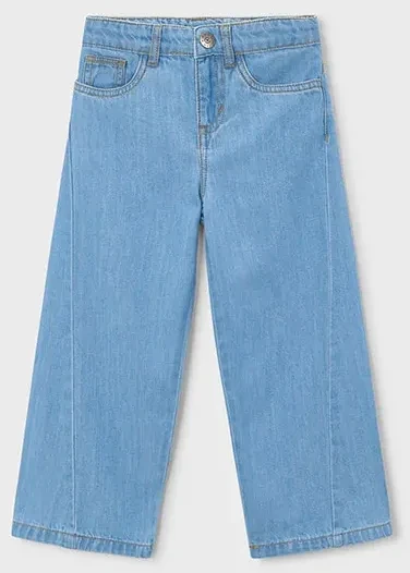 lekkie spodnie jeansowe dla dziewczynki jasny denim mayoral przód