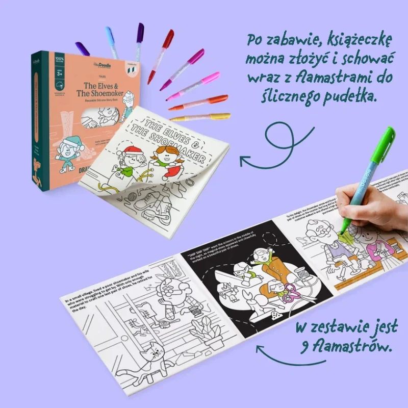 HeyDoodle silikonowa książka do wielokrotnego kolorowania