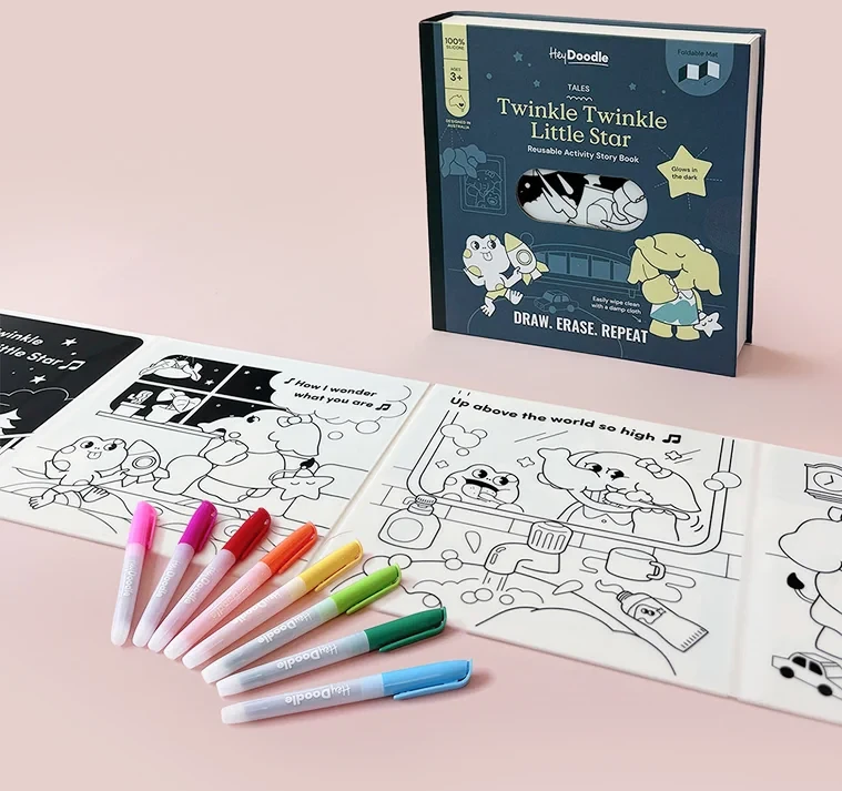 Silikonowa książeczka do kolorowania Twinkle Twinkle Little Star 3+ | HeyDoodle