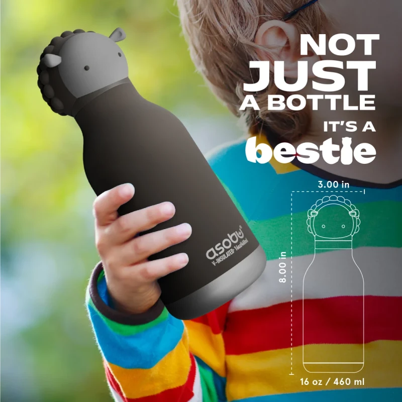 Butelka termiczna ze słomką Asobu Bestie Czarna Owca 460 ml