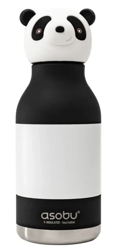 Butelka termiczna Asobu Bestie Biało-Czarna Panda 460 ml ze słomką