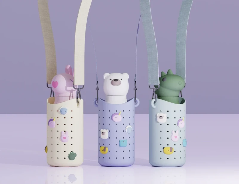 Etui na butelkę Asobu Bestie Sling zielone | pasek + charmsy
