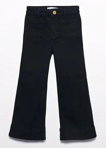 Czarne spodnie jeansowe bootcut dla dziewczynki Abel & Lula – widok z przodu