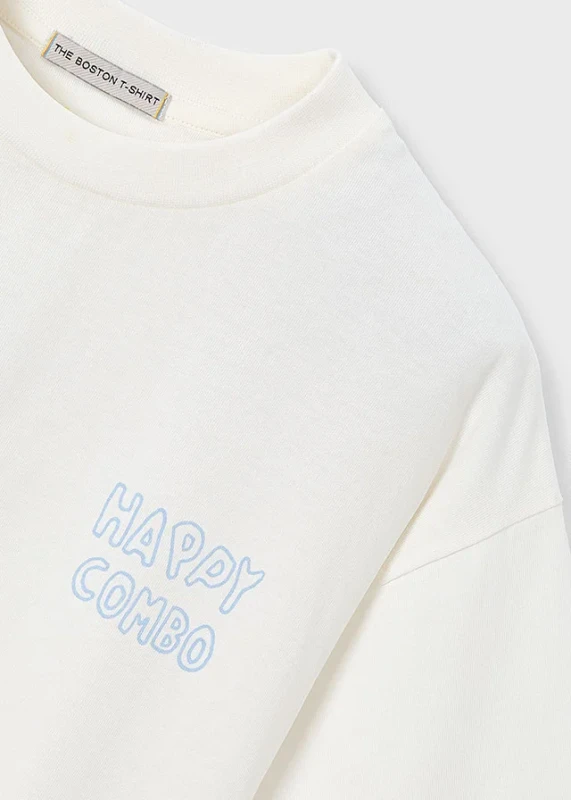 Detal koszulki Happy Combo – bawełna 100%, napis z przodu, Boston x Mayoral