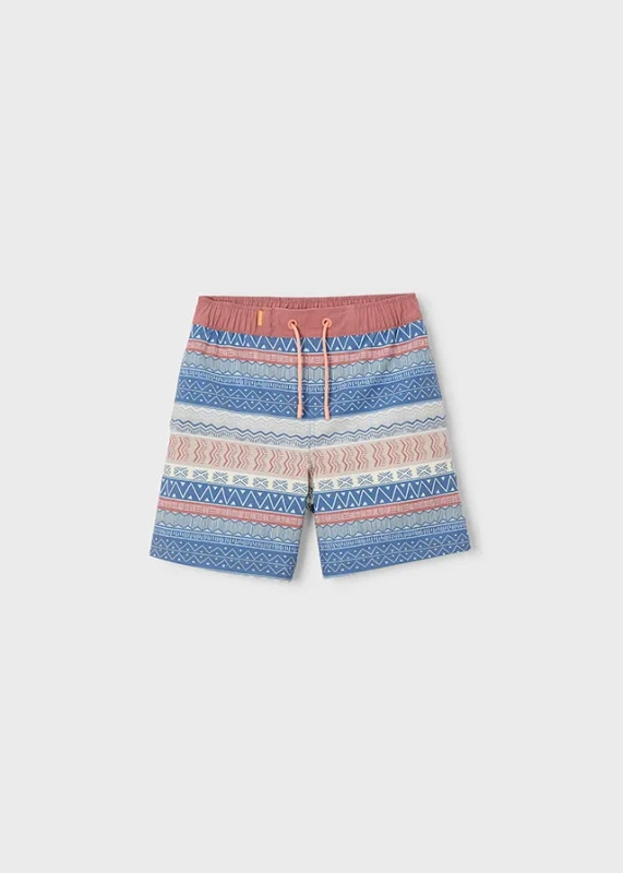 Bermudy kąpielowe dla chłopca Boston x Mayoral – niebieskie boardshorts, przód