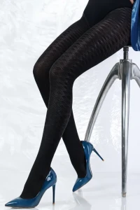 Damskie Rajstopy AGAIN romby diamenty 50 den NERO czarne