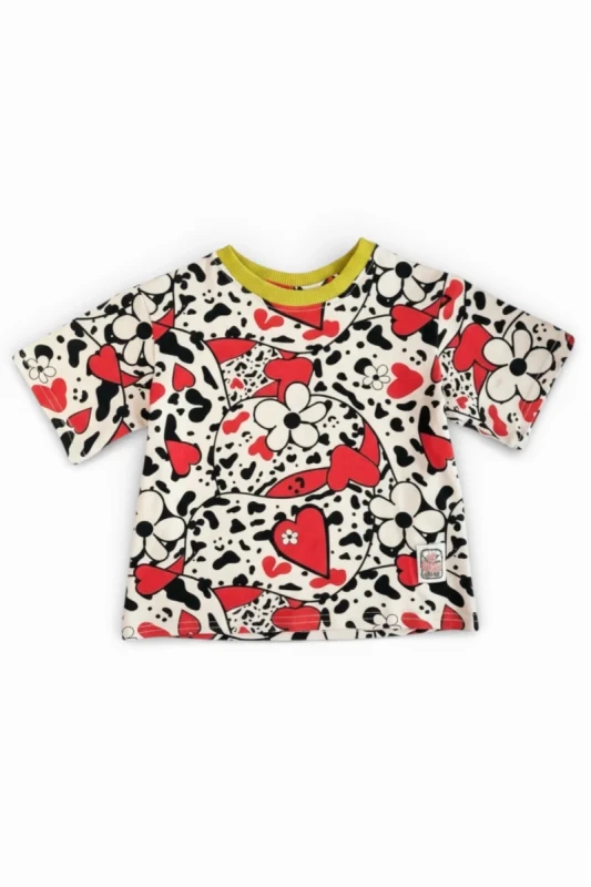 t-shirt z krótkim rękawem dla dziecka hey popinjay wzór love dots stylizacja