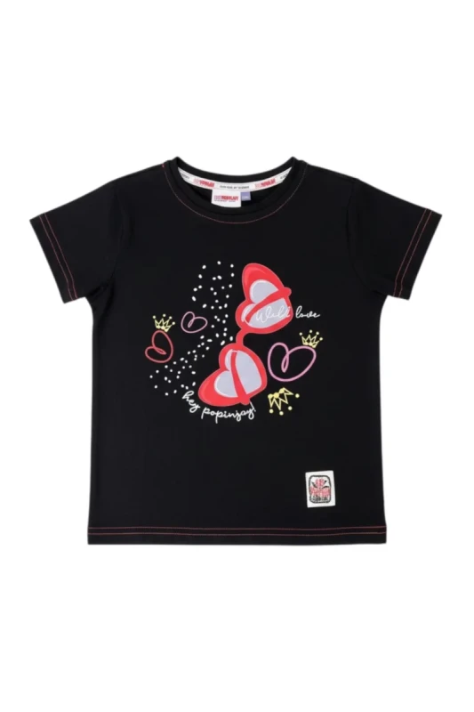 t-shirt dziecięcy wild love black hey popinjay czarna koszulka z nadrukiem