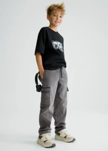 Spodnie jeansowe typu cargo dla chłopca Szary Denim Mayoral 26-06570-016