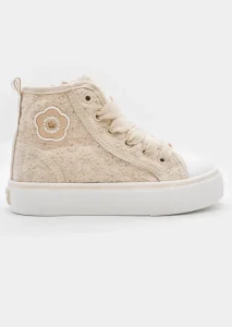 Wysokie buty sportowe z ażurem dla dziewczynki Piaskowe Mayoral 26-45718-071