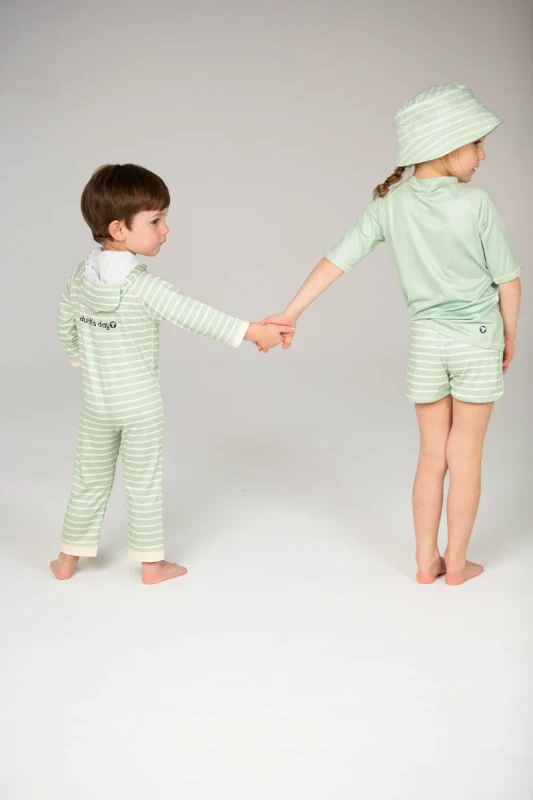 T-shirt UV dla dzieci Ducksday Light Green – tył
