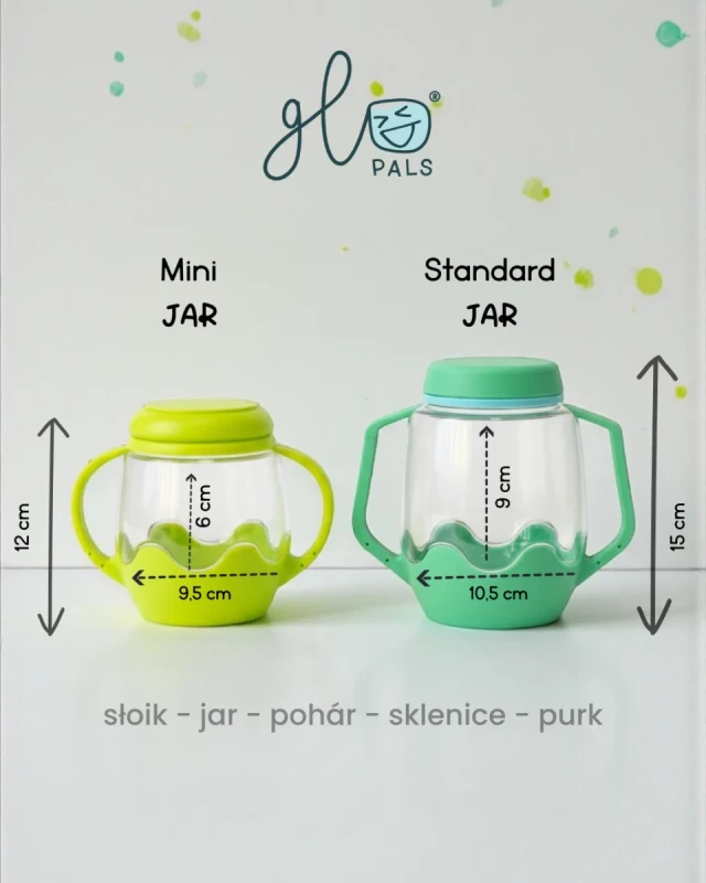 Mini słoiki sensoryczne Glo Pals świecące do zabawy sensorycznej z wodą