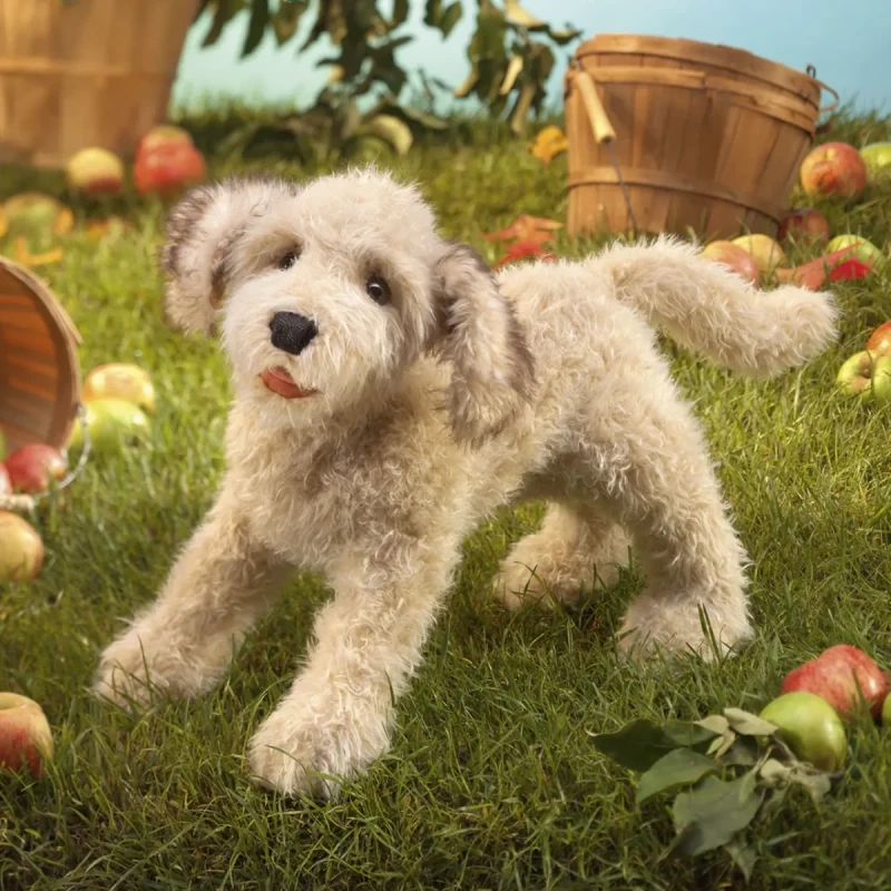 pluszowy pies labradoodle pacynka do zabawy narracyjnej