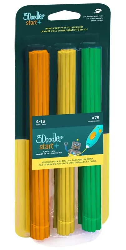 Wkłady EKO 3Doodler Start Plus 75 sztuk kolory pomarańczowy żółty zielony