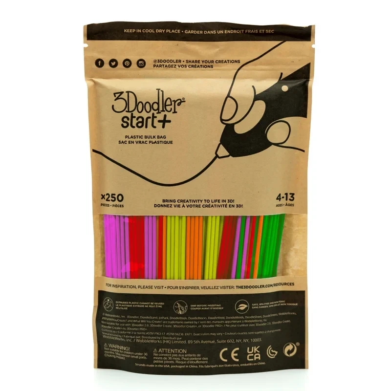 Neonowe filamenty 3Doodler Start 2.5 mm zestaw 250 sztuk