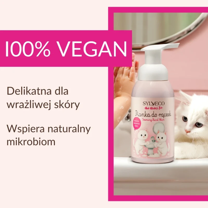 Wegańska pianka do mycia rączek dla dzieci SYLVECO – bezpieczna dla wrażliwej skóry