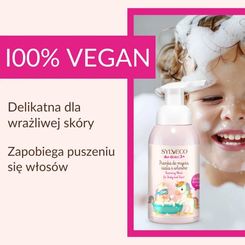 Wegańska pianka do mycia ciała i włosów dla dzieci SYLVECO – delikatna dla skóry