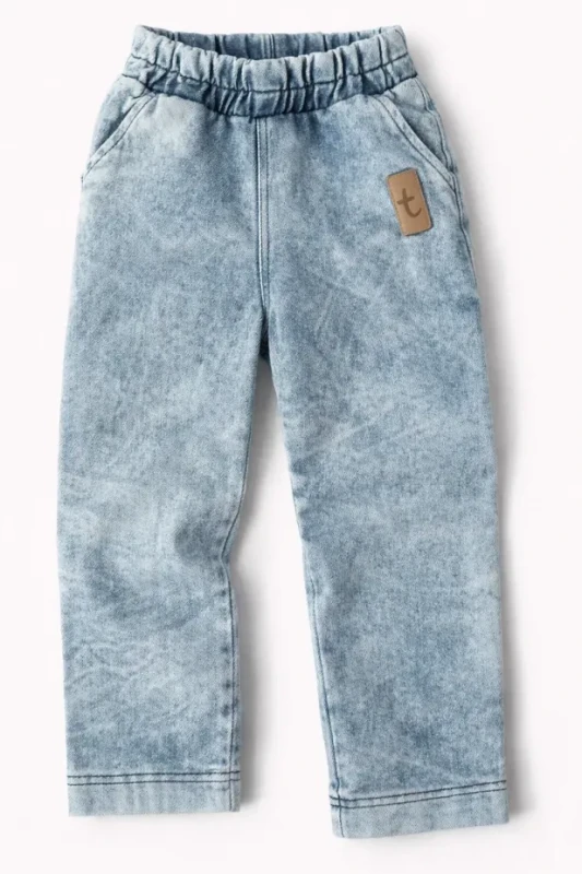 Spodnie jeans dziecięce TUSS Baggy light blue 92% bawełna 8% elastan