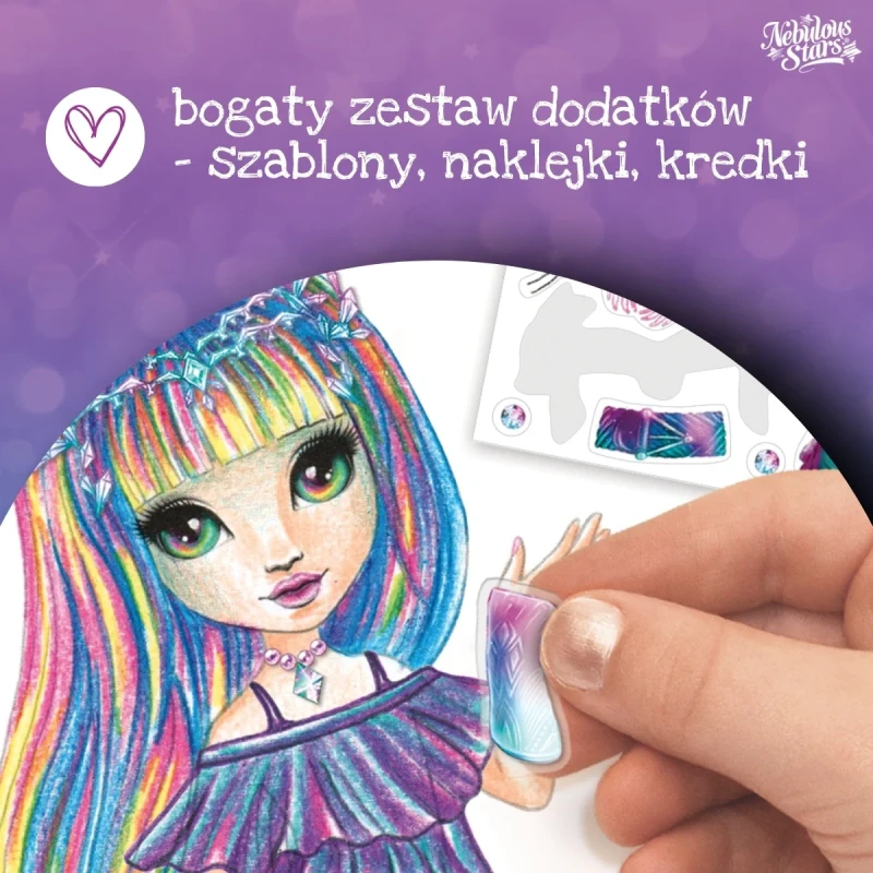 Zestaw modowy dla dziewczynki 7 lat Nebulous Stars z kredkami