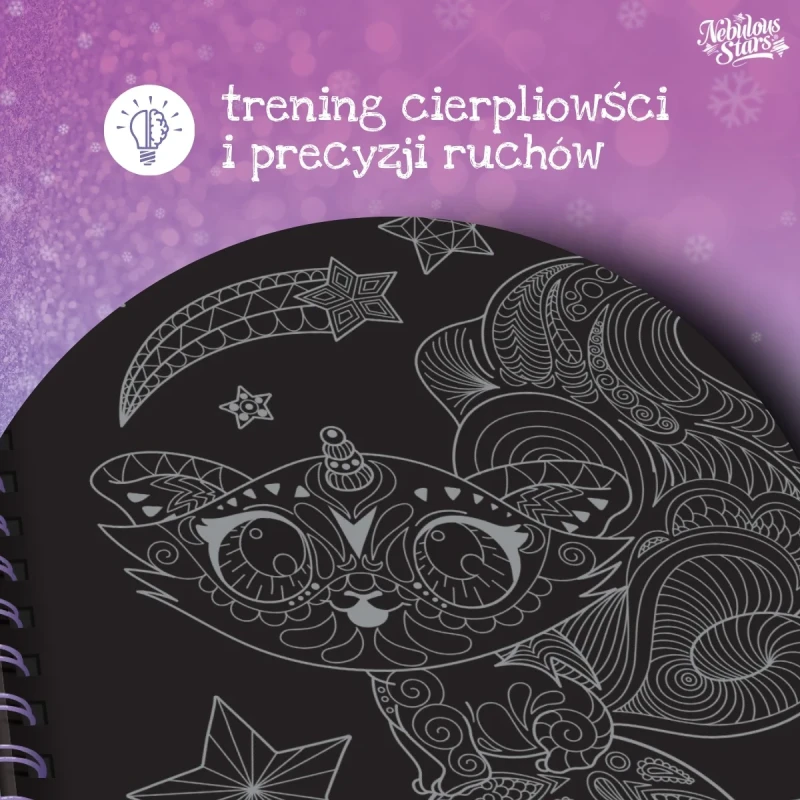 Kolorowanka na czarnym tle Nebulous Stars trening precyzji