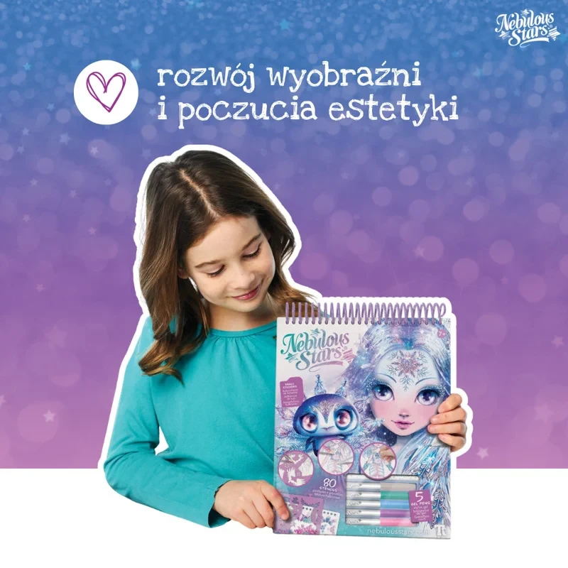 Nebulous Stars Szkicownik 7+ Iceana – metaliczne pisaki i naklejki | PolkaBubu