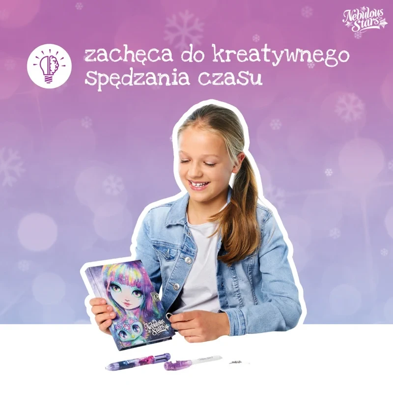 Dziewczynka pisząca w pamiętniku Nebulous Stars Isadora