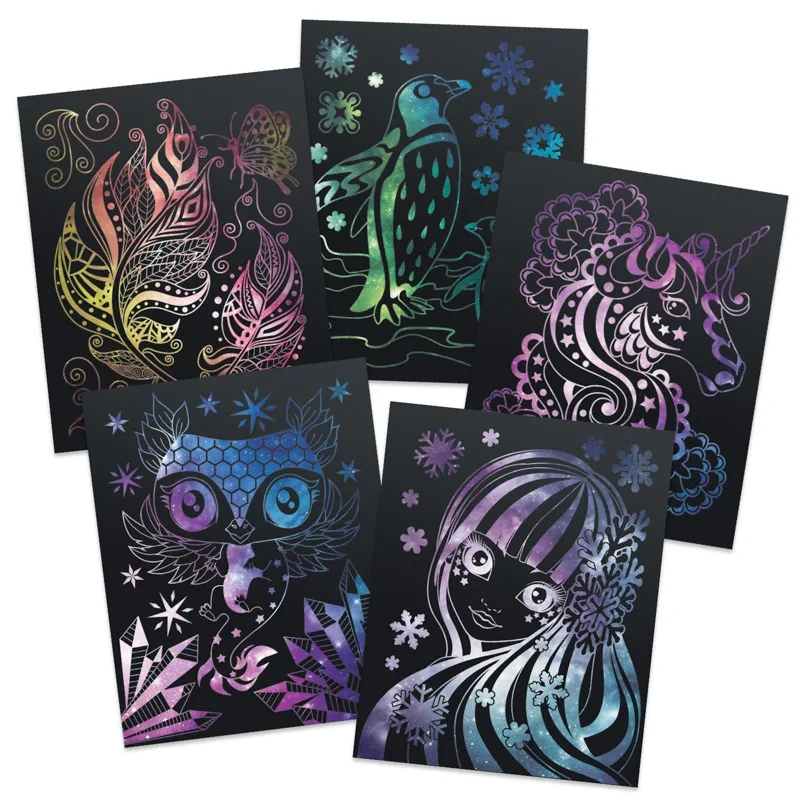 Gotowe metaliczne ilustracje Nebulous Stars po zdrapaniu