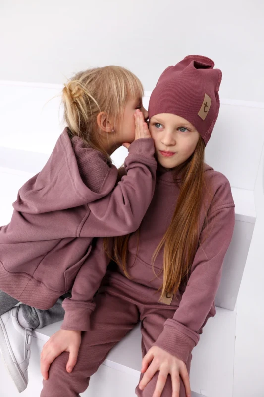 bluza dziecięca hoodie TUSS brudny róż modna bluza bawełniana dla dzieci