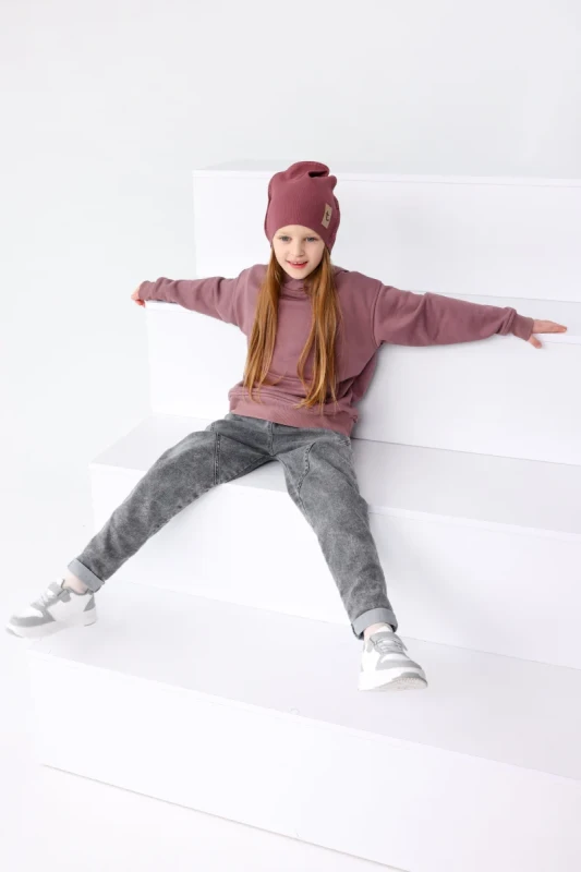 Bluza dziecięca hoodie TUSS brudny róż – bawełniana bluza z kapturem