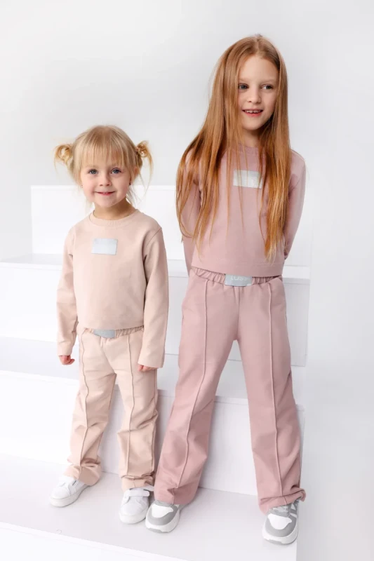 komplet dziecięcy TUSS CHIC beżowy stylowy zestaw dla dziewczynki