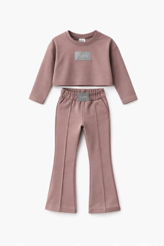 pudrowy róż komplet dziecięcy TUSS CHIC bluza i spodnie