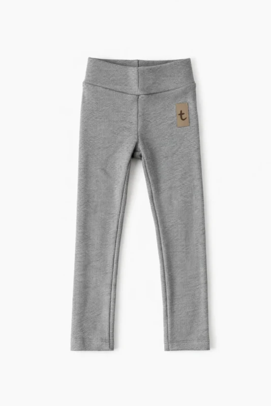 legginsy dziecięce TUSS rib szary melanż prążkowane