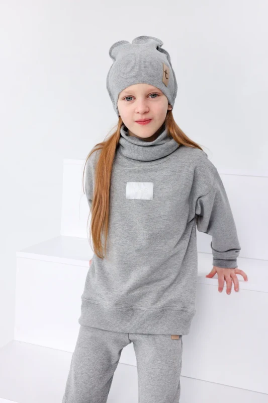 Legginsy dziecięce TUSS Rib szary melanż – prążkowane