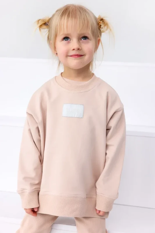 Bluza Over Beżowa – Bawełniana Bluza Dziecięca TUSS