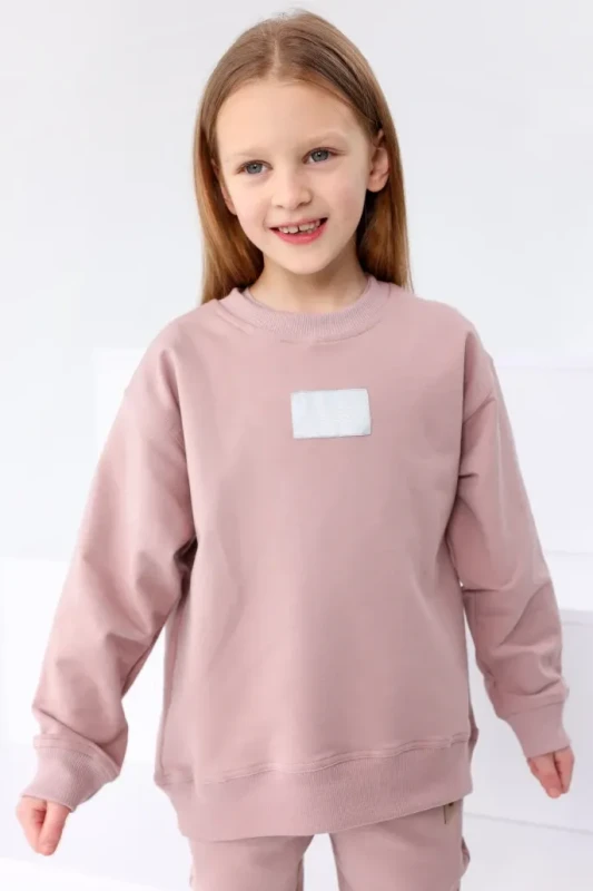Bluza Over Pudrowy Róż – Bawełniana Bluza Dziecięca TUSS