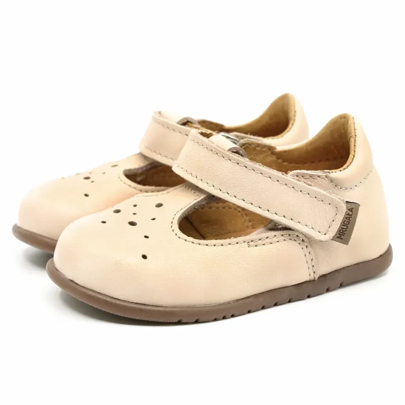 Baleriny barefoot Mrugała SOLE wanilia skórzane przód para