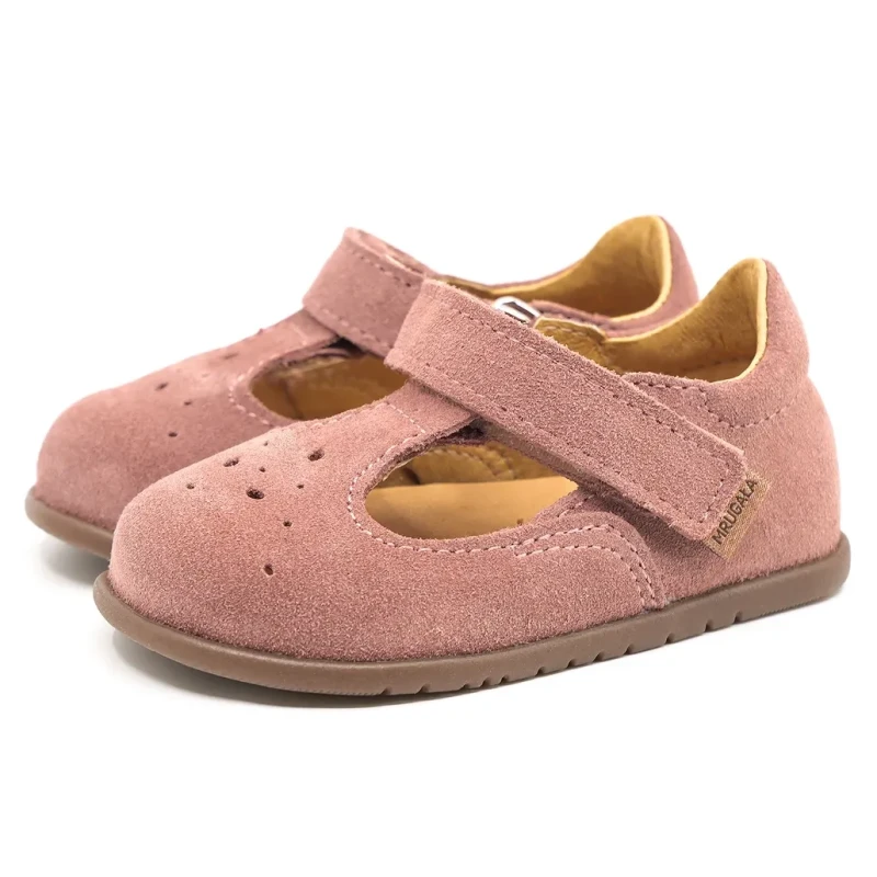 Baleriny barefoot Mrugała SOLE rosa różowe welurowe przód para